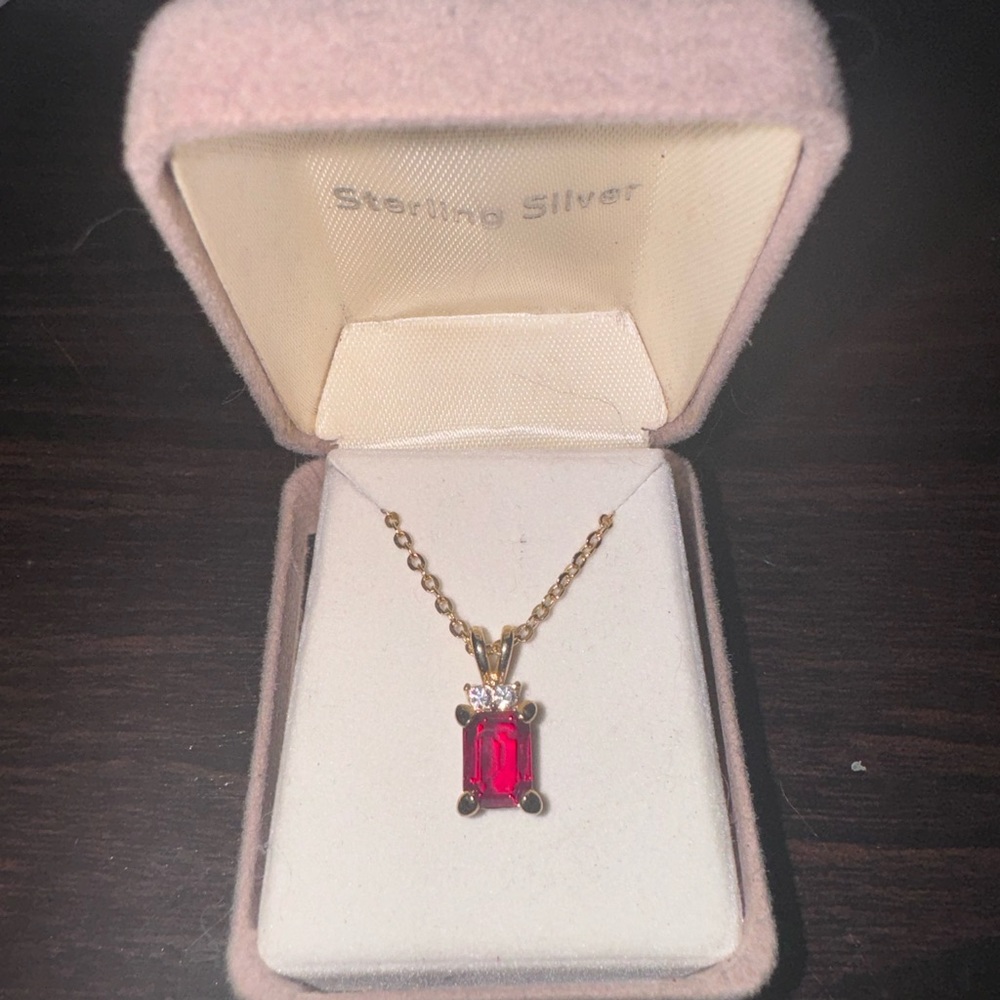Sterling Silver Ruby Necklace - image 1